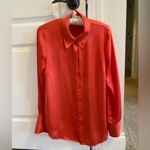 H&M Orange Satin Button Down Shirt